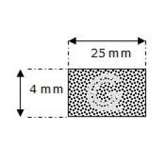 Rechthoekig mosrubber snoer | 4 x 25 mm | rol 50 meter